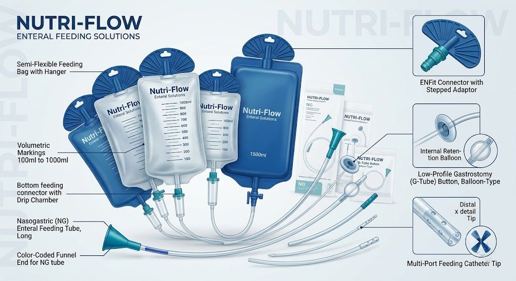 Enteral Feeding Tube & Bag (Romsons, Polymed) – IV Sets & Catheters available at Khattri Surgicals, Kanpur