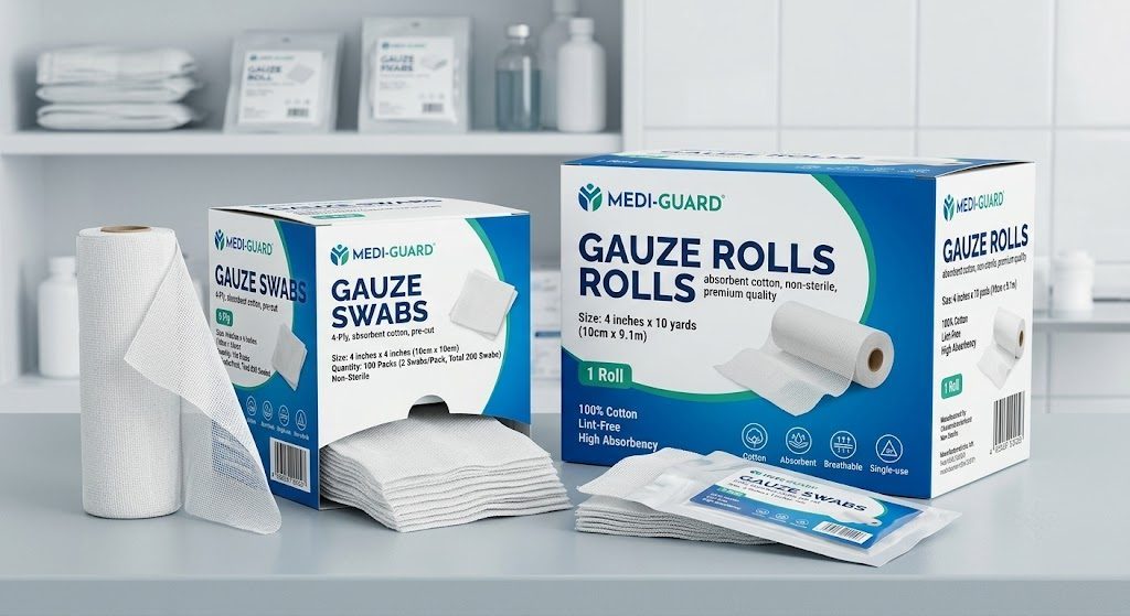 Gauze Swabs & Rolls โ Bandages & Cotton available at Khattri Surgicals, Kanpur