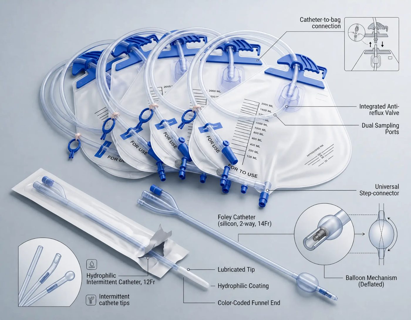 Urine Catheters & Bags (Romsons, Polymed) – IV Sets & Catheters available at Khattri Surgicals, Kanpur